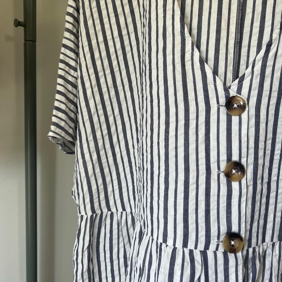 ASOS DESIGN Curve button through smock midi dress in stripe - Picture 5 of 6